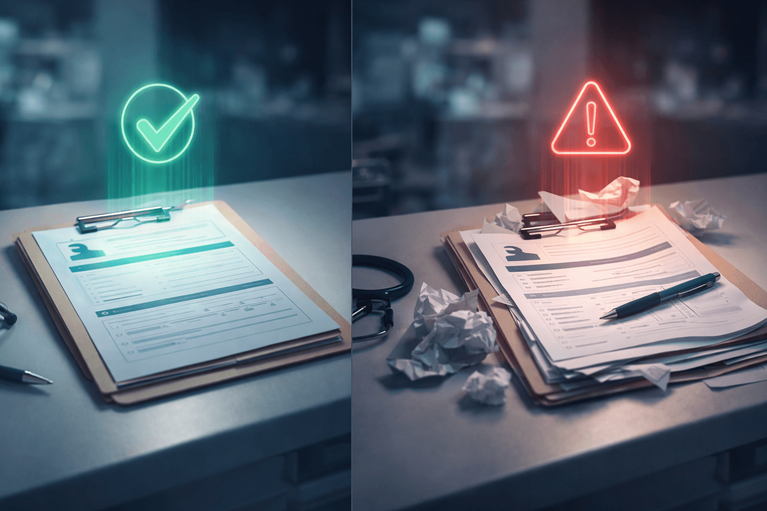 Comparison of correct vs incorrect nursing documentation