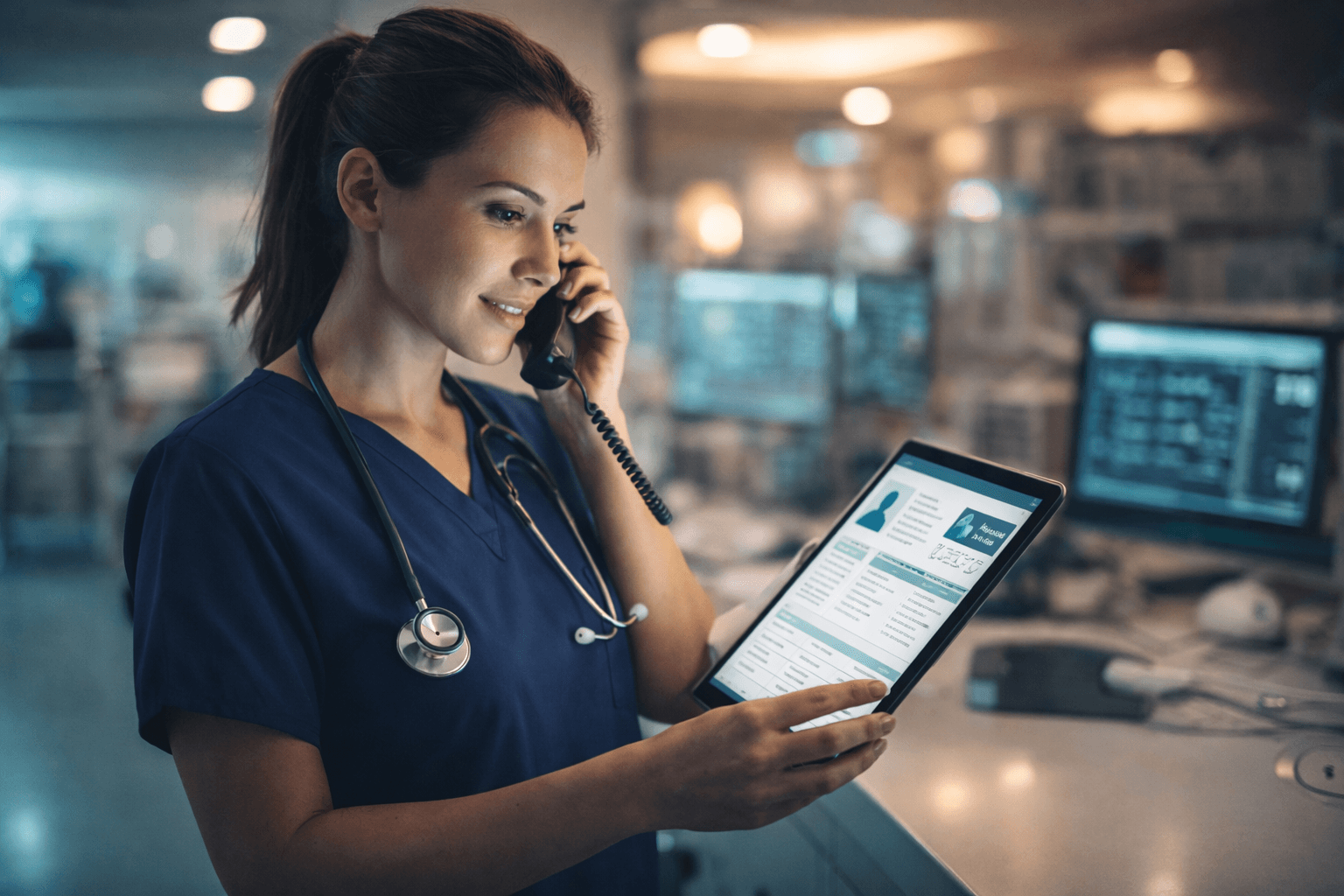 Nurse using SBAR communication with a provider